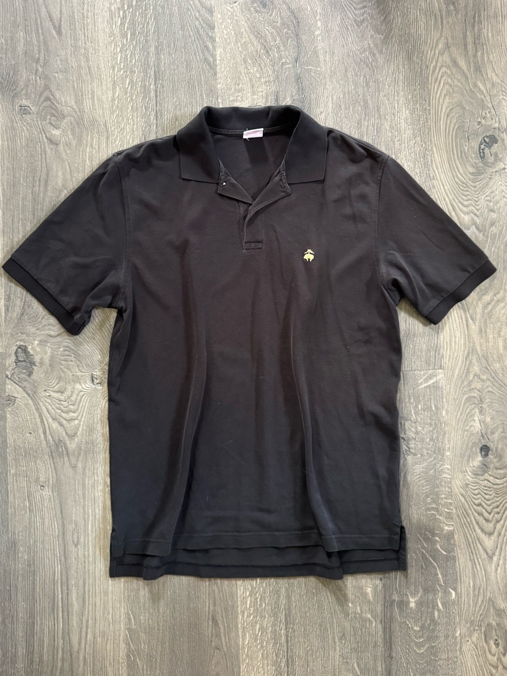 Brook's Brothers Black Plain Polo with Embroidered Logo